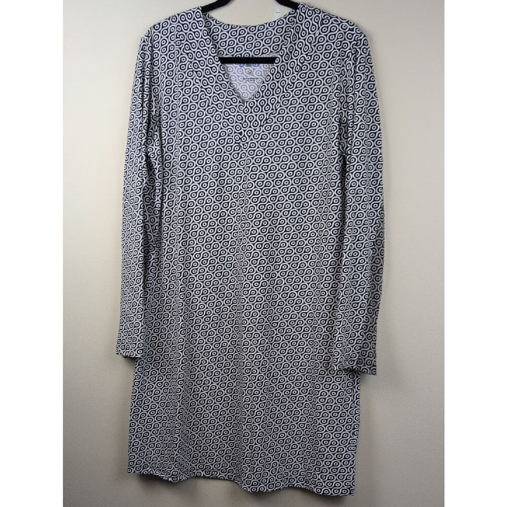 IBKUL Black & White Geometric V-Neck Long Sleeve Dress Size XL